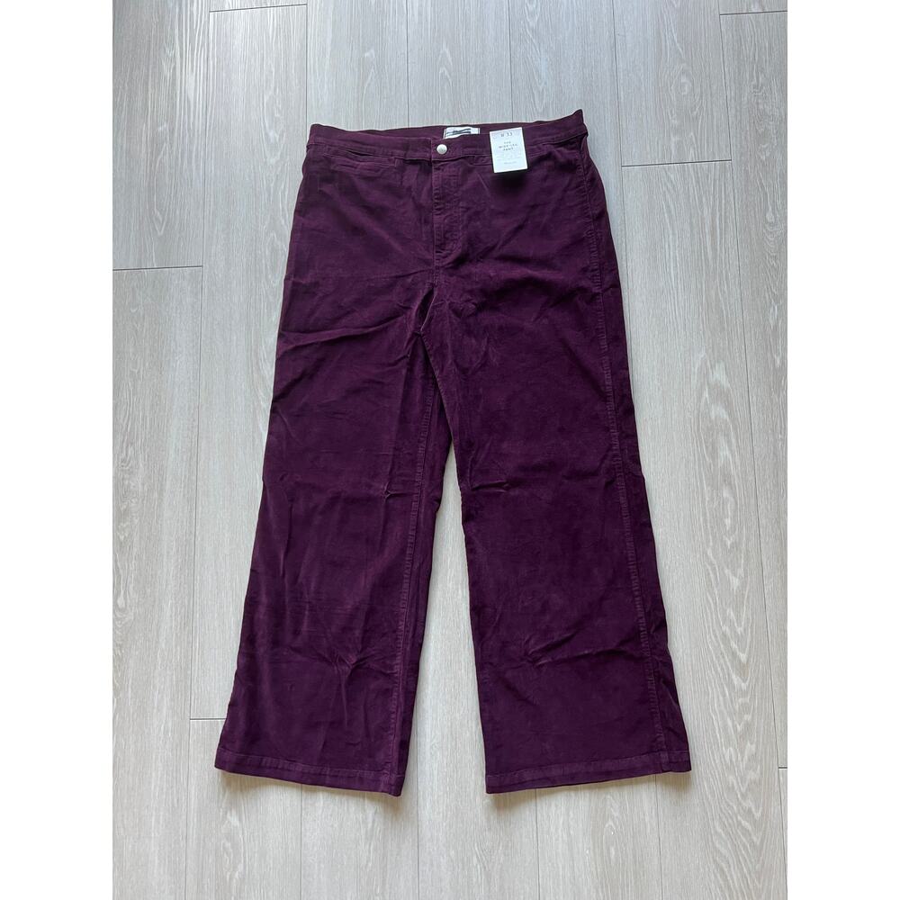 Madewell The Wide Leg Corduroy Pants Womens 33 Dark Pomegranate